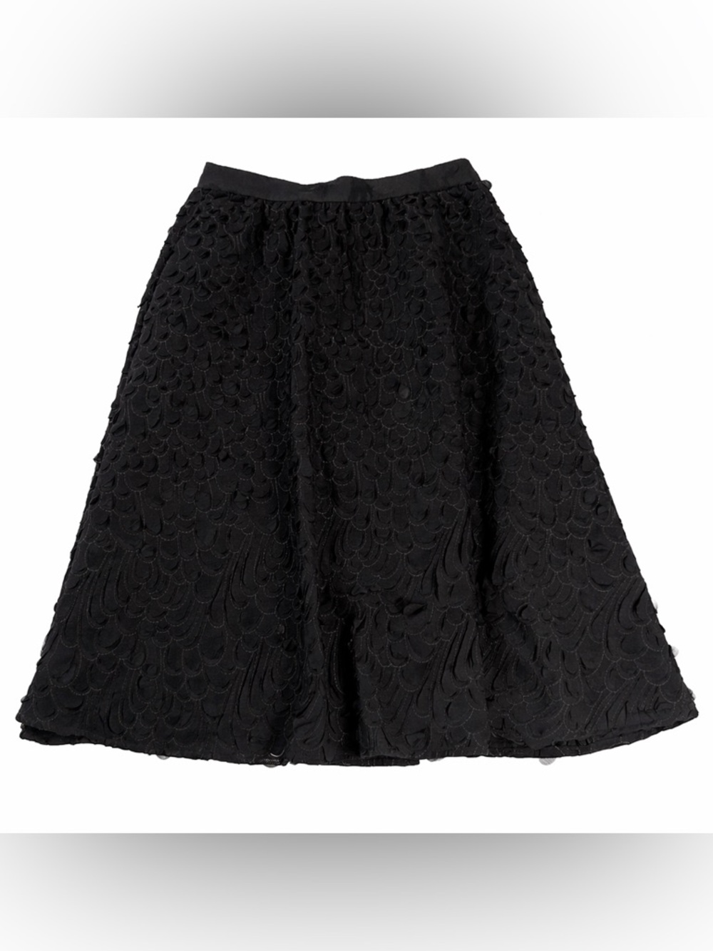 Catherine Malandrino Black Textured A-Line Skirt Size 8 Chic Flare